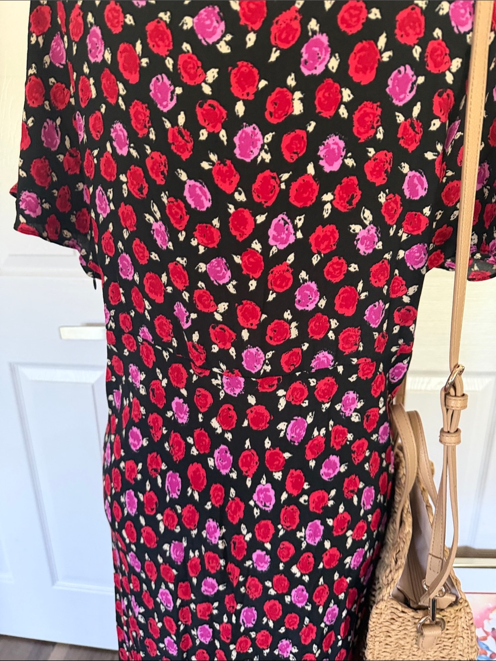 Zara Black Maxi Dress with Pink Floral Print - Picture 8 of 12